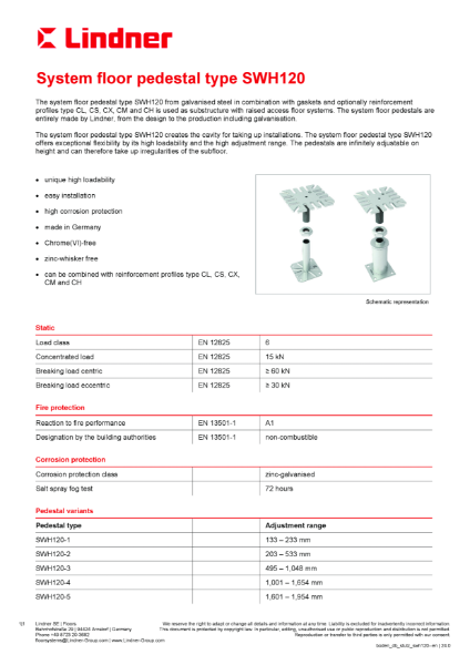 Lindner - System floor pedestal type S