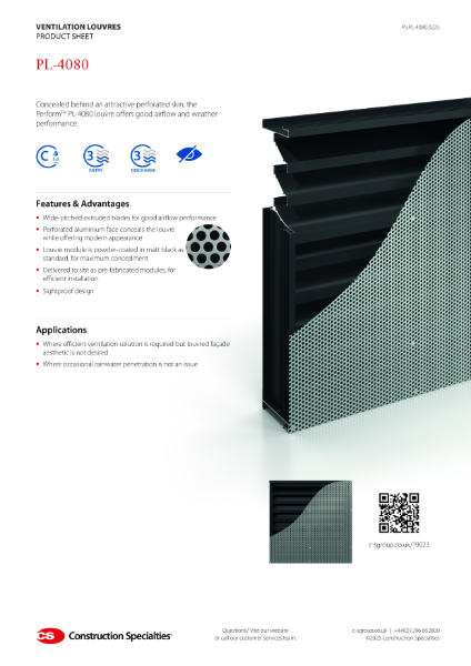 CS PL-4080 Ventilation Louvre Product Sheet (02.25)