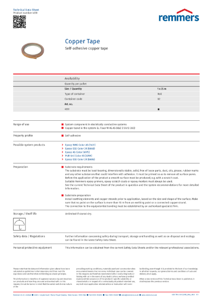 Technical Data Sheet - Copper Tape