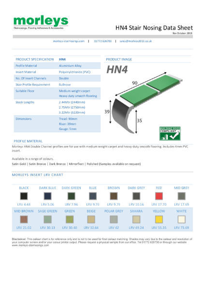 HN4 Bullnose Double Channel Stair Nosing / Stair  Edging for Carpet