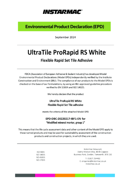 ProRapid RS White Environmental Product Declaration 