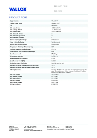 MyVallox 51 CFi - Tuoteseloste