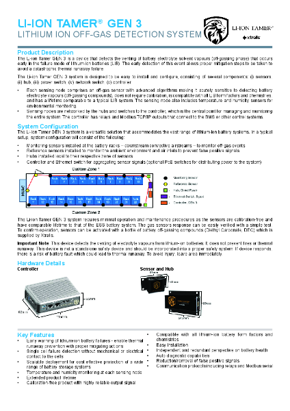XTRALIS Lithium Ion Off-Gas Detection - Li-Ion Tamer®