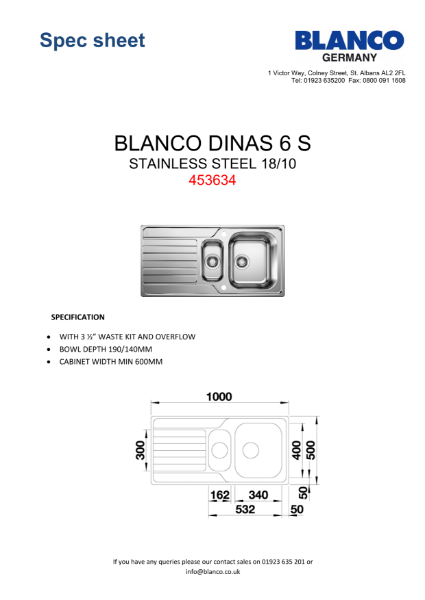 453634_Spec Sheet_BLANCO DINAS 6 S