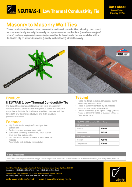 NEUTRAS-1 Low Thermal Conductivity Tie Data Sheet