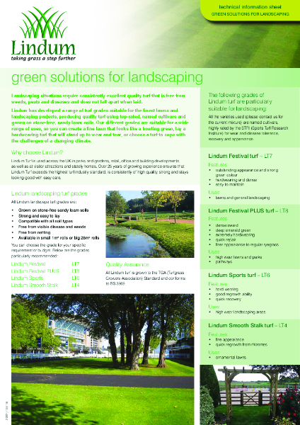 Lindum Landscape Turf - Data Sheet