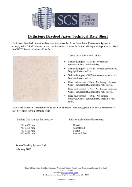 Bathstone Basebed Technical Data Sheet