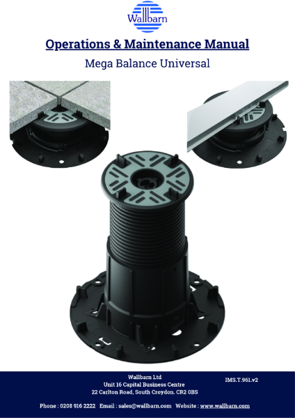 O & M Manual - Mega Balance Adjustable Pedestal