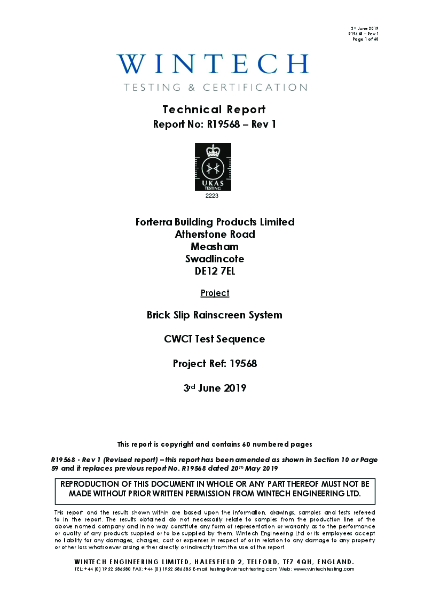SureBrick CWCT Test Report