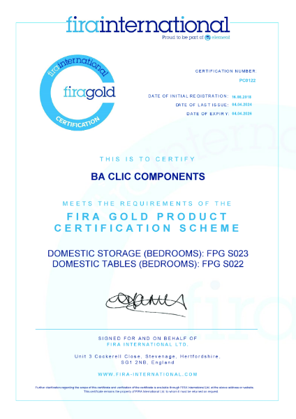 FIRA Gold Product Certification - Bedrooms