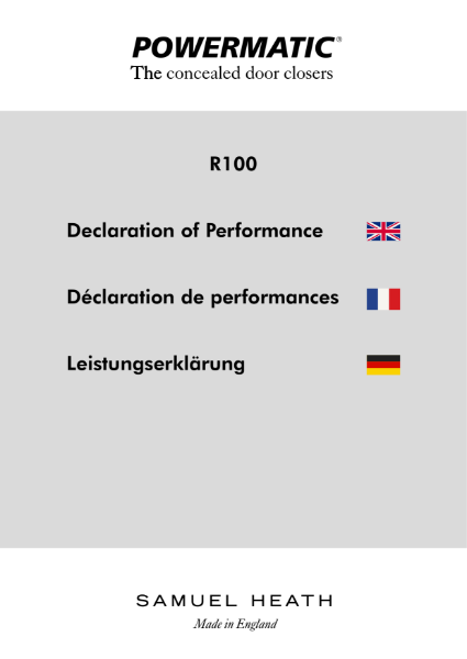 Declaration of performance - Powermatic R100 concealed door closer