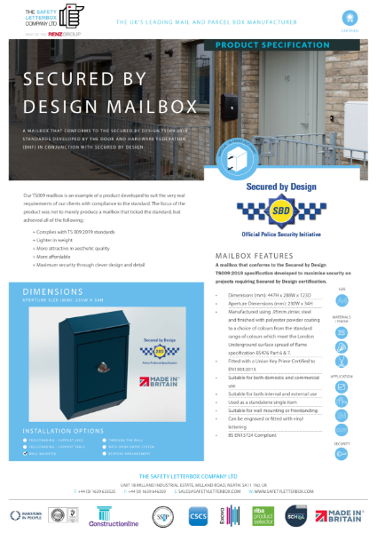 TS009 Vertical Mailbox Datasheet