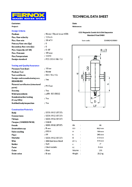 33006242 Magn Combi STD DN80 Datasheet