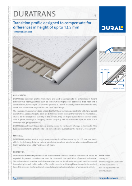 DURATRANS 12.5 mm Information Sheet