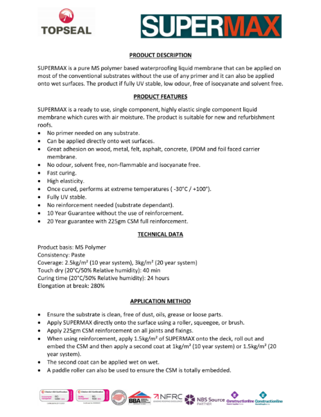 Topseal Technical Datasheet - SUPERMAX