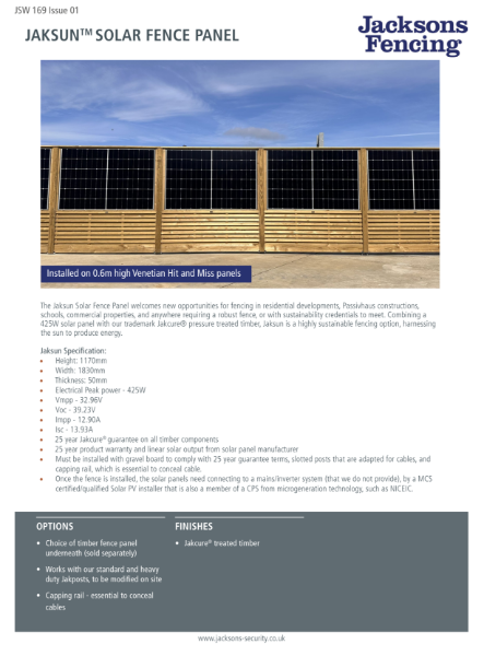 Jaksun Solar Fence Panel