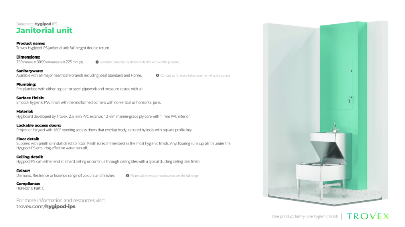 Hygipod Janitorial Full Height – Product Data Sheet