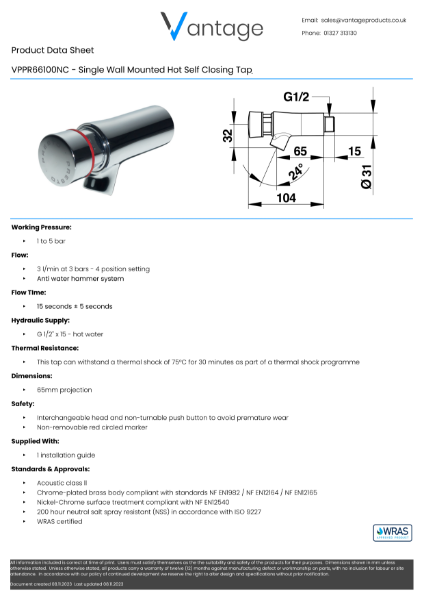 Product Data Sheet - VPPR66100NC