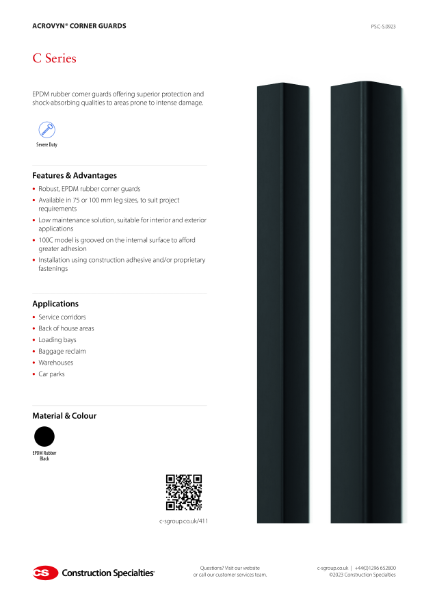 CS Acrovyn EPDM Corner Guards - Product Sheet