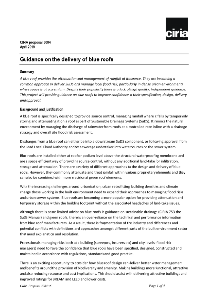 CIRIA P3084 - Guidance on the Delivery of Blue Roofs