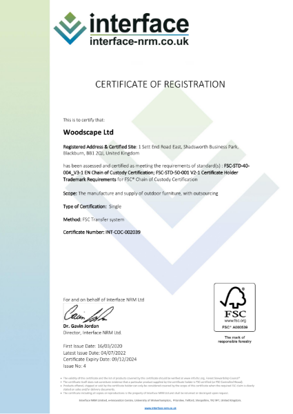 FSC Chain of Custody Certified Supplier