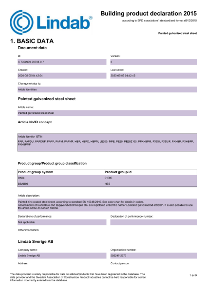 Lindab Painted Steel Technical Guide