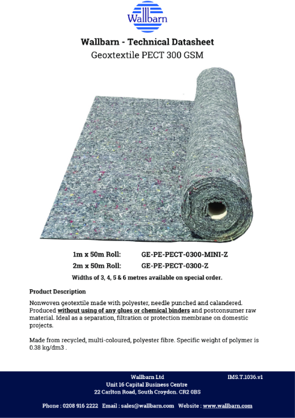 Datasheet - Geotextile PECT 300GSM