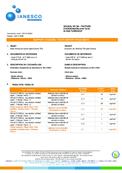 Silirub+ HM25 - FDA test report E24-59372