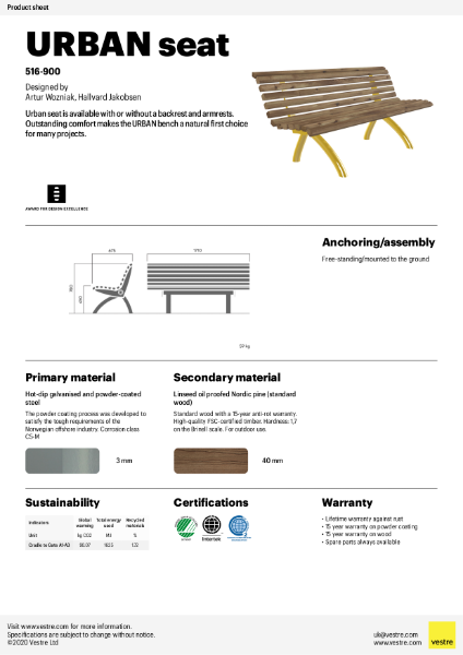 Urban seat, free-standing - 516-900