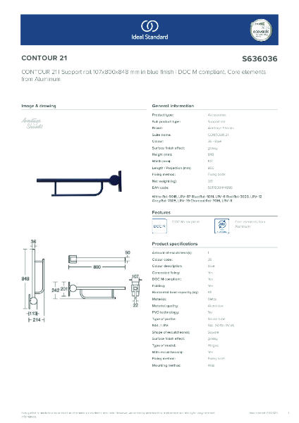 Datasheet - S636036 CONTOUR 21 | Support rail