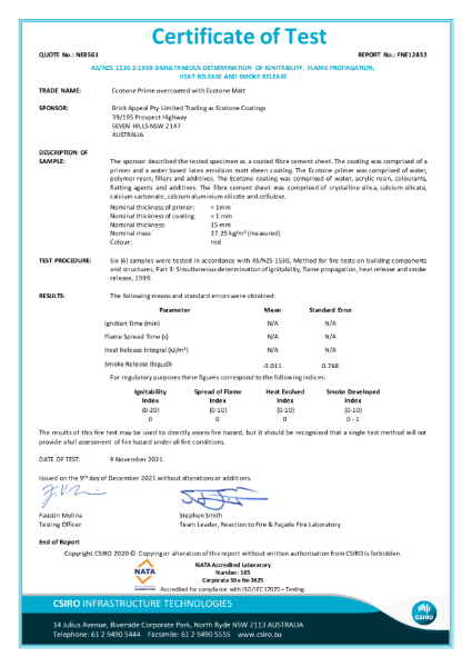 NATA Test reports