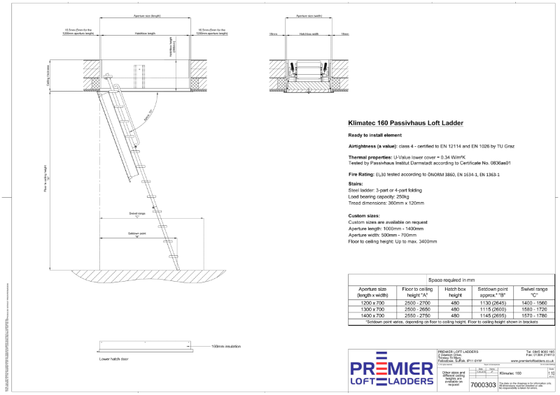 Klimatec 160 Passivhaus Loft Ladder