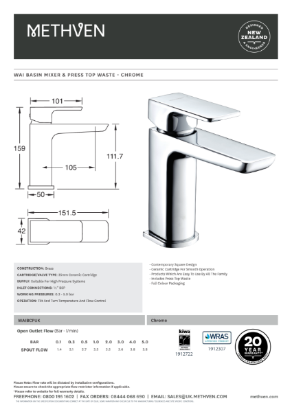 Deck mounted Wai lever action mixer tap – Chrome WAIBCPUK