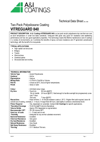 Vitreguard 840 Technical Data Sheet
