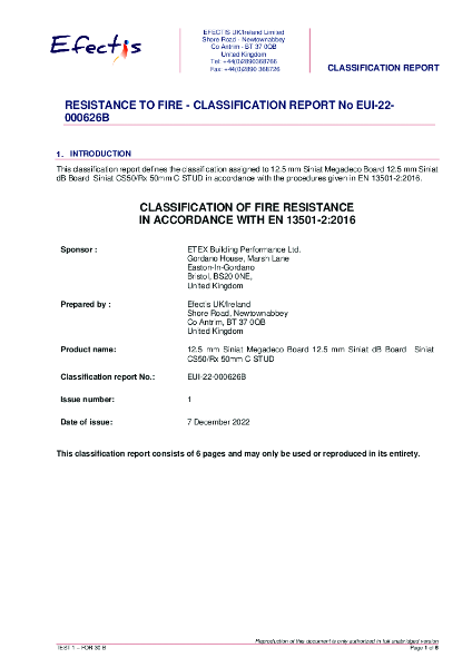 Fire classification report EUI-22-000626B