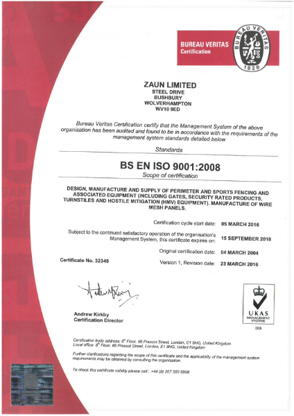 ISO 9001:2008 Certificate