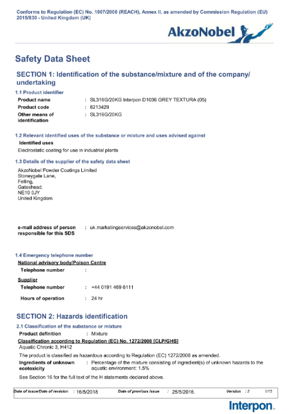 Interpon D1036 Textura MATERIAL SAFETY DATA SHEET SL316G - 8213429_GB_EN