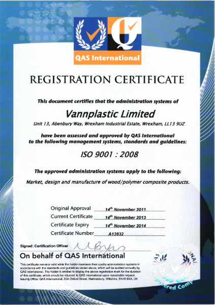 BS EN ISO 9001:2008 Certificate