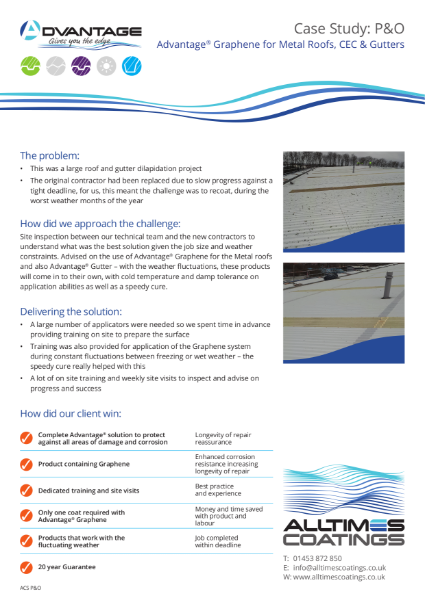 Case Study - Graphene Metal roofs, Gutters and CEC - P&O