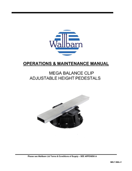 O & M Manual - Mega Balance Clip Head Pedestal (for rail system)
