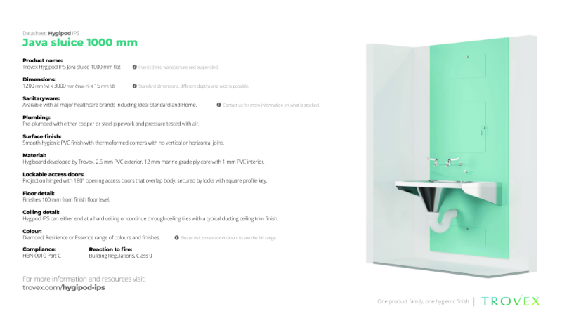 Hygipod Java Sluice Flat – Product Data Sheet