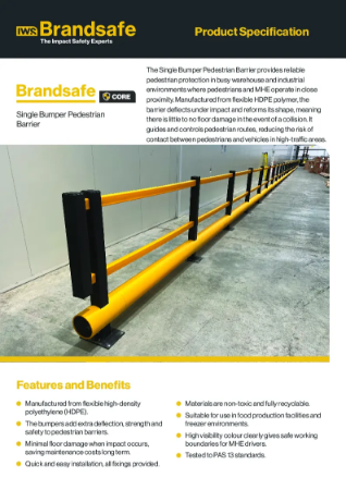 Polymer Single Bumper Pedestrian Safety Barrier - Brandsafe Spec Sheet