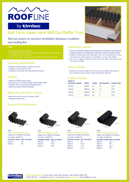Roll Form Eaves Vent Roll Out Rafter Tray