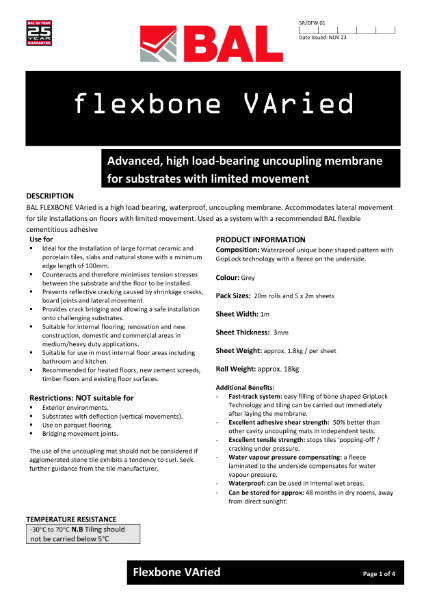 BAL Flexbone Varied - Technical Datasheet