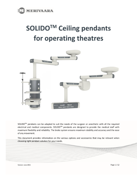 SOLIDO Ceiling pendants for operating theatres