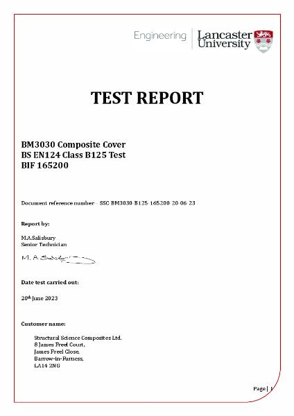 Thrubeam BM3030
BS EN124 Class B125 Test