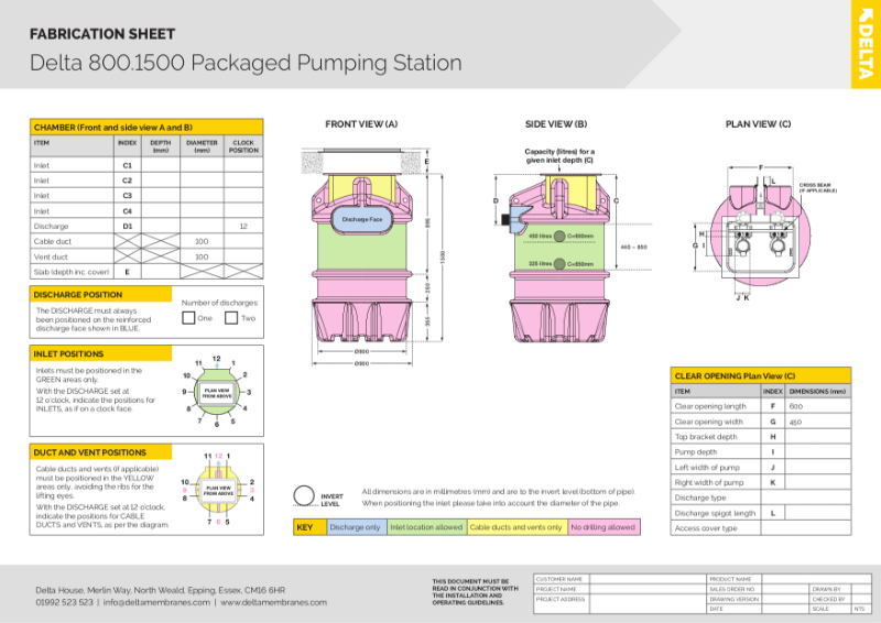 Delta 800 Series Packaged Pumping Station 800.1500 Fabrication Data