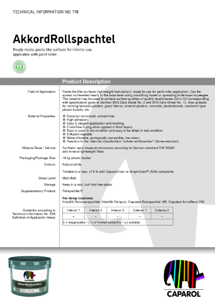 AkkordRollspachtel - Technical Data Sheet
