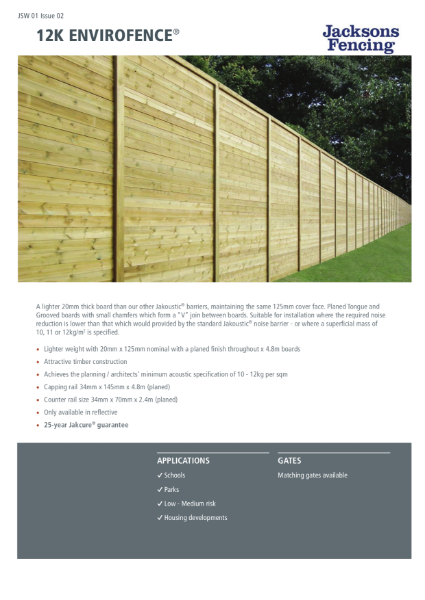 12K Acoustic Envirofence Spec Sheet