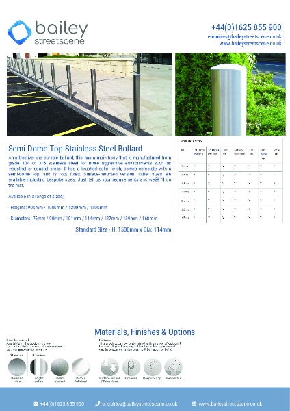 Semi Dome Top Stainless Steel Bollard